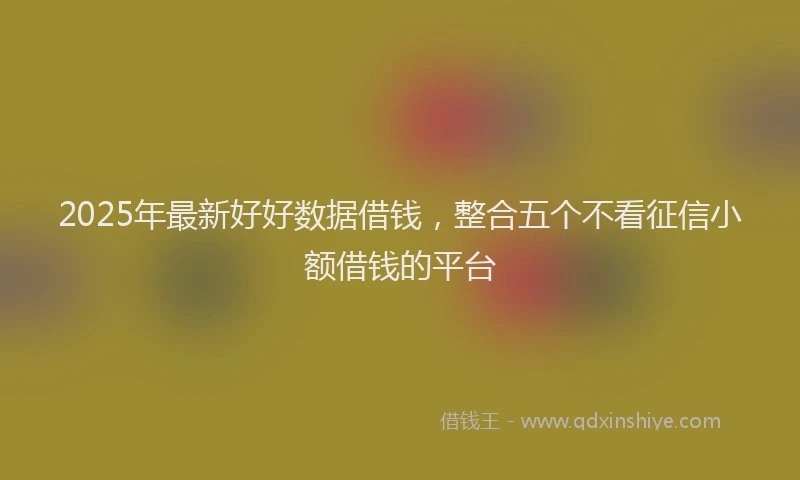 2025年最新好好数据借钱，整合五个不看征信小额借钱的平台