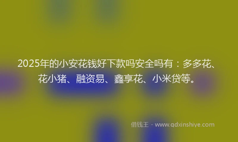 2025年的小安花钱好下款吗安全吗有：多多花、花小猪、融资易、鑫享花、小米贷等。