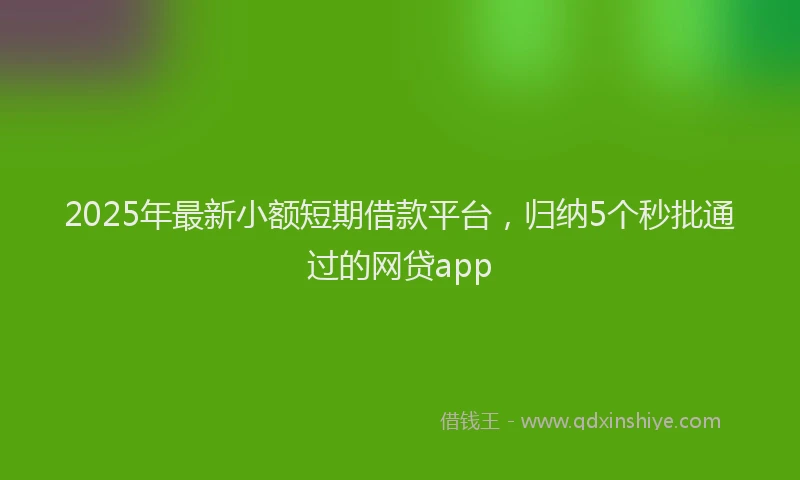 2025年最新小额短期借款平台，归纳5个秒批通过的网贷app