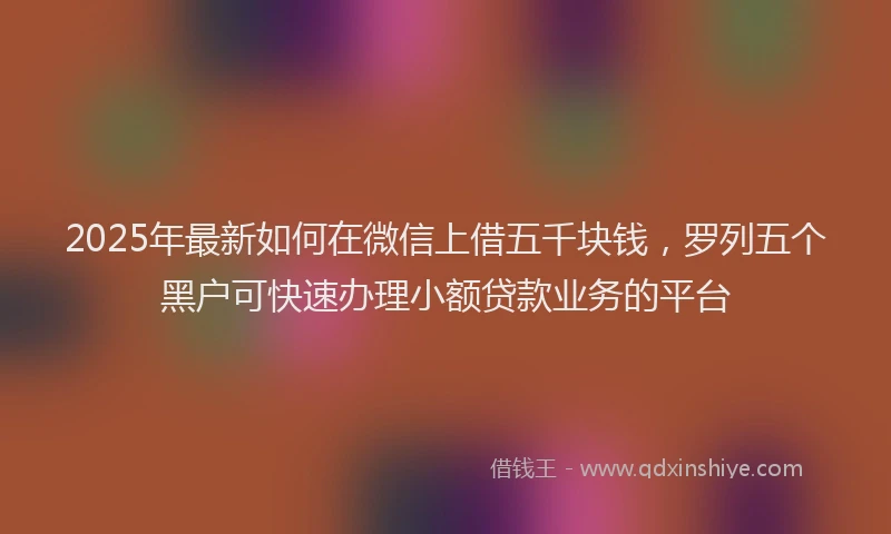 2025年最新如何在微信上借五千块钱，罗列五个黑户可快速办理小额贷款业务的平台