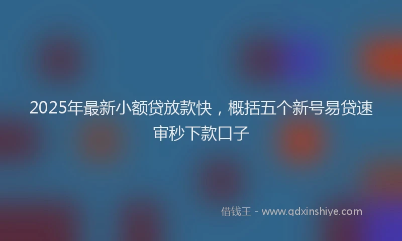 2025年最新小额贷放款快，概括五个新号易贷速审秒下款口子