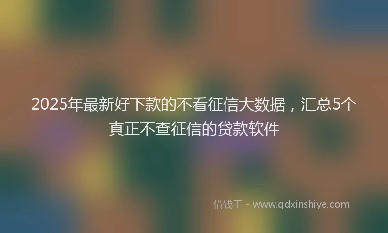 2025年最新好下款的不看征信大数据，汇总5个真正不查征信的贷款软件