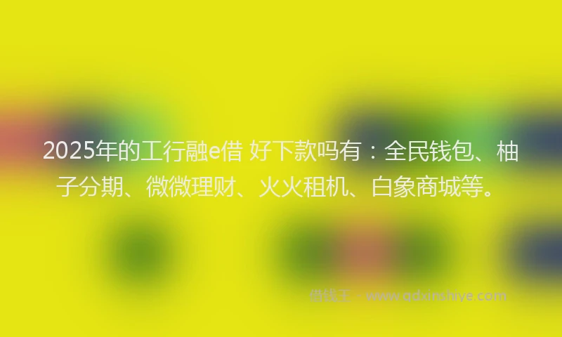 2025年的工行融e借 好下款吗有：全民钱包、柚子分期、微微理财、火火租机、白象商城等。