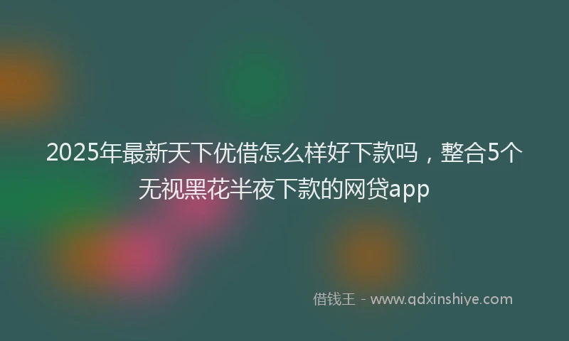 2025年最新天下优借怎么样好下款吗，整合5个无视黑花半夜下款的网贷app