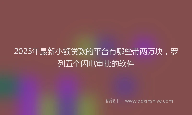 2025年最新小额贷款的平台有哪些带两万块，罗列五个闪电审批的软件