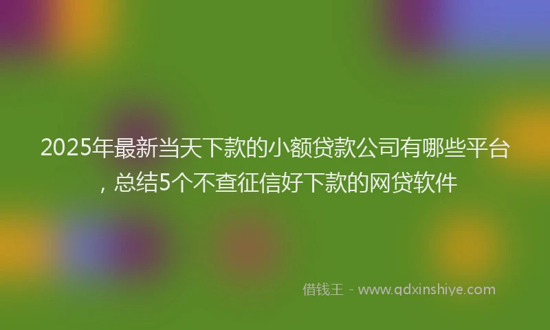 2025年最新当天下款的小额贷款公司有哪些平台，总结5个不查征信好下款的网贷软件