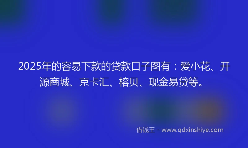 2025年的容易下款的贷款口子图有：爱小花、开源商城、京卡汇、榕贝、现金易贷等。