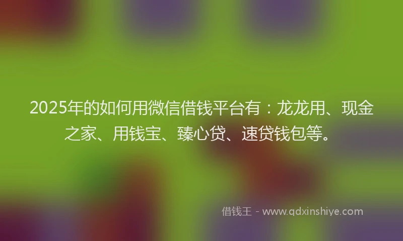 2025年的如何用微信借钱平台有：龙龙用、现金之家、用钱宝、臻心贷、速贷钱包等。