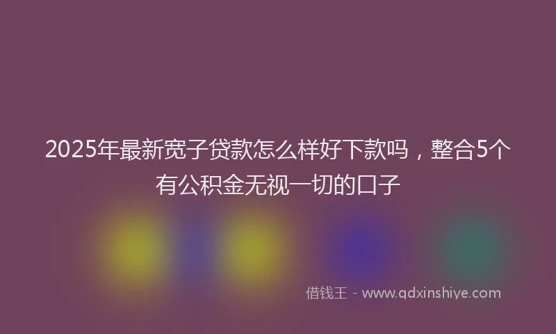 2025年最新宽子贷款怎么样好下款吗，整合5个有公积金无视一切的口子
