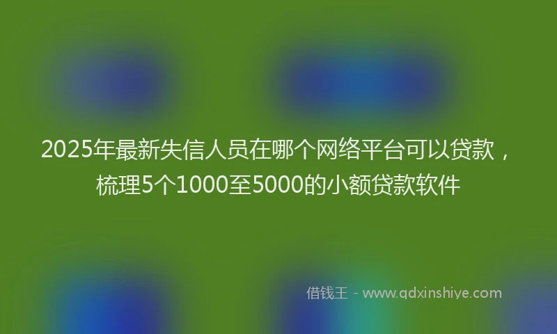 2025年最新失信人员在哪个网络平台可以贷款，梳理5个1000至5000的小额贷款软件
