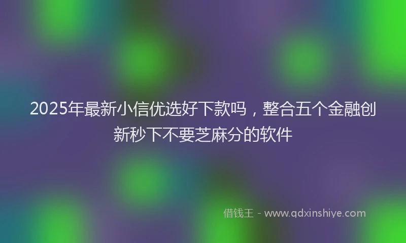 2025年最新小信优选好下款吗，整合五个金融创新秒下不要芝麻分的软件