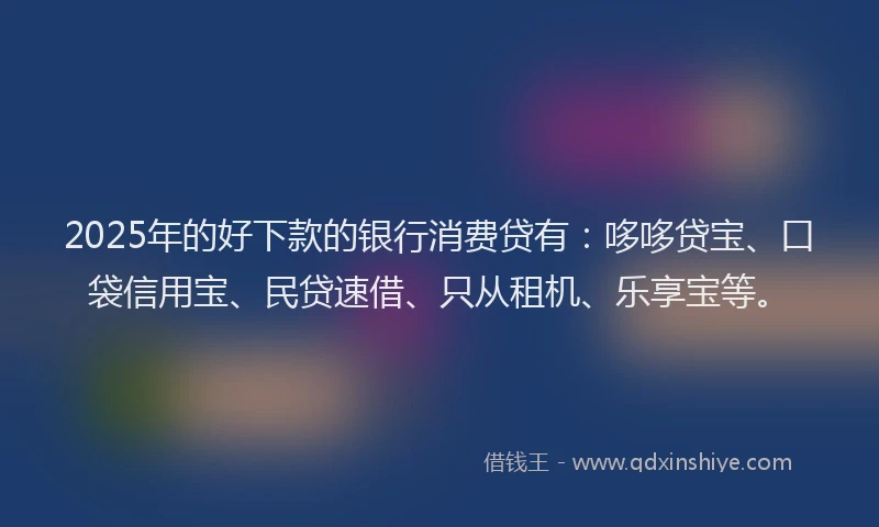 2025年的好下款的银行消费贷有：哆哆贷宝、口袋信用宝、民贷速借、只从租机、乐享宝等。