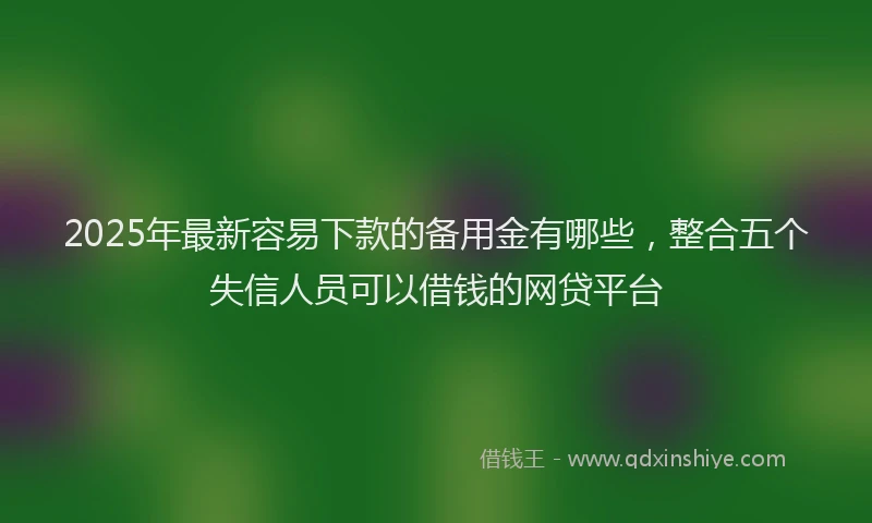 2025年最新容易下款的备用金有哪些，整合五个失信人员可以借钱的网贷平台