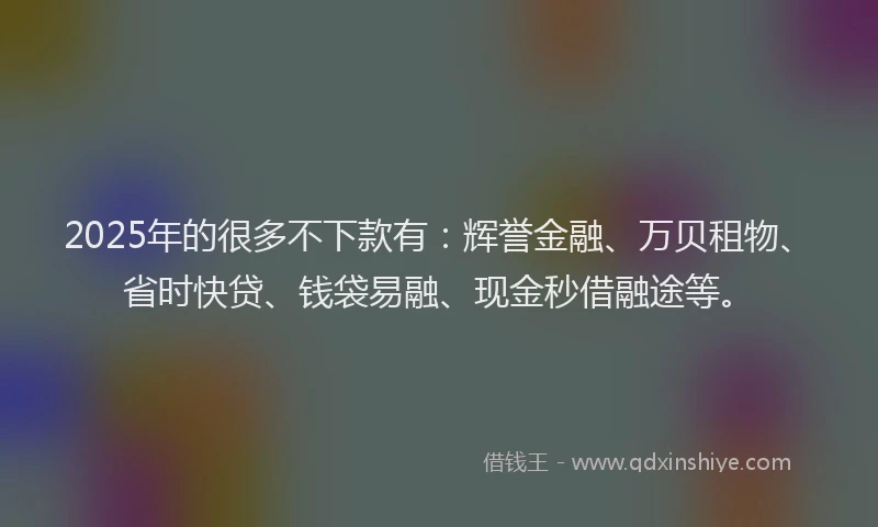 2025年的很多不下款有：辉誉金融、万贝租物、省时快贷、钱袋易融、现金秒借融途等。