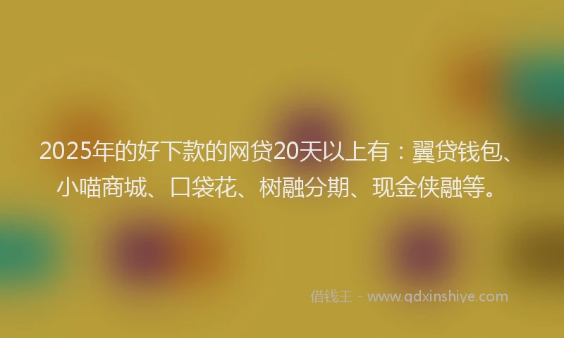 2025年的好下款的网贷20天以上有：翼贷钱包、小喵商城、口袋花、树融分期、现金侠融等。