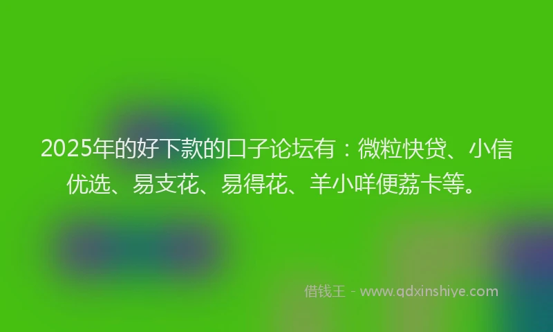 2025年的好下款的口子论坛有：微粒快贷、小信优选、易支花、易得花、羊小咩便荔卡等。