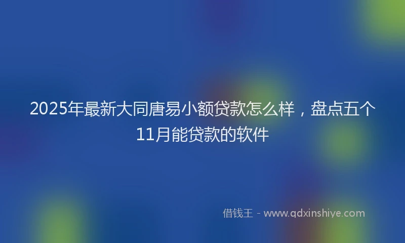 2025年最新大同唐易小额贷款怎么样，盘点五个11月能贷款的软件