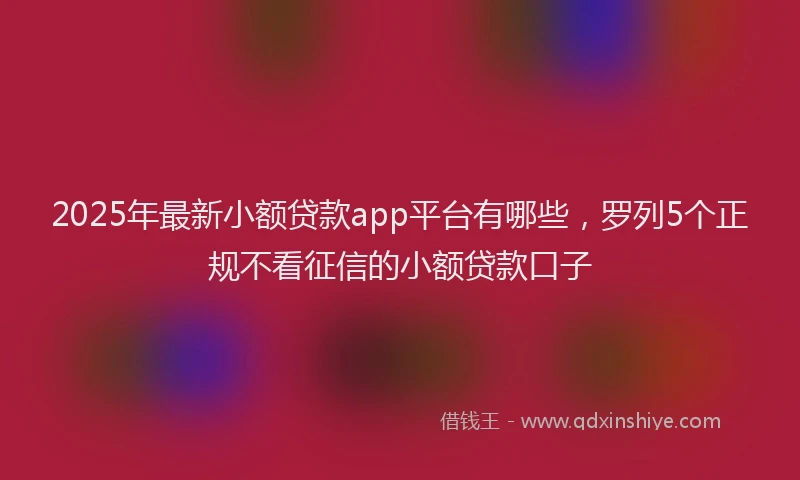 2025年最新小额贷款app平台有哪些，罗列5个正规不看征信的小额贷款口子