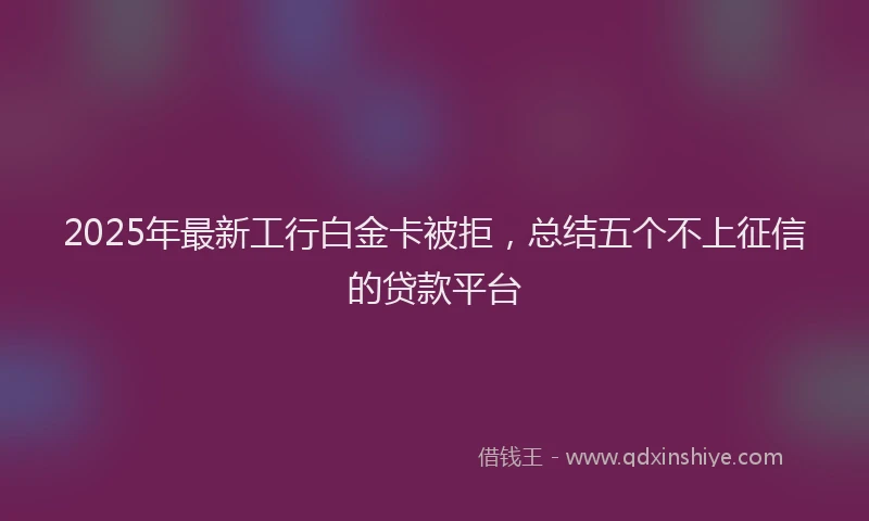 2025年最新工行白金卡被拒，总结五个不上征信的贷款平台