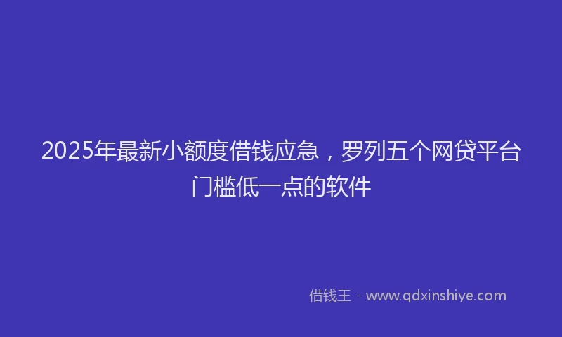 2025年最新小额度借钱应急，罗列五个网贷平台门槛低一点的软件