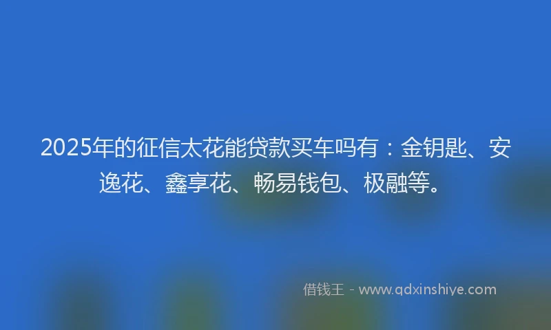 2025年的征信太花能贷款买车吗有：金钥匙、安逸花、鑫享花、畅易钱包、极融等。