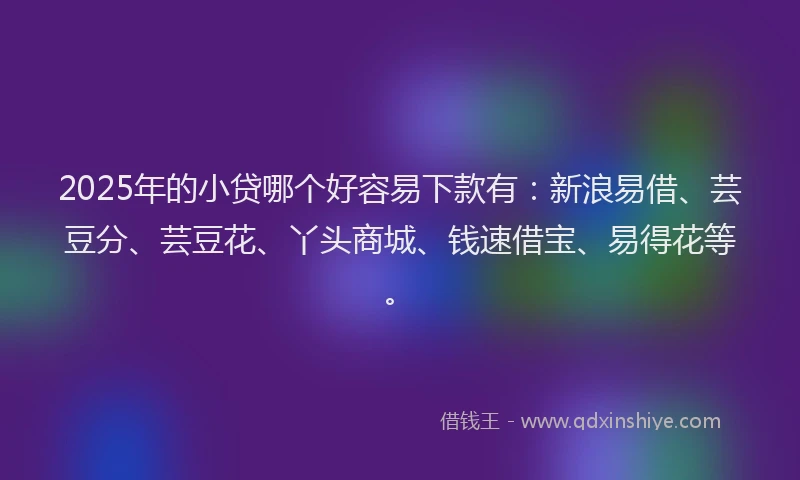 2025年的小贷哪个好容易下款有：新浪易借、芸豆分、芸豆花、丫头商城、钱速借宝、易得花等。