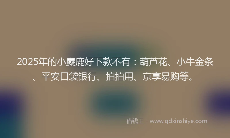 2025年的小麋鹿好下款不有：葫芦花、小牛金条、平安口袋银行、拍拍用、京享易购等。