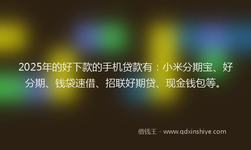 2025年的好下款的手机贷款有：小米分期宝、好分期、钱袋速借、招联好期贷、现金钱包等。