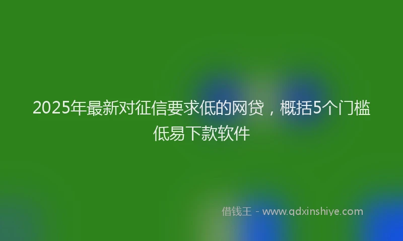 2025年最新对征信要求低的网贷，概括5个门槛低易下款软件