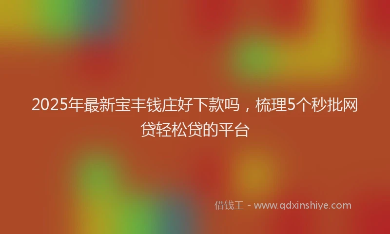 2025年最新宝丰钱庄好下款吗，梳理5个秒批网贷轻松贷的平台