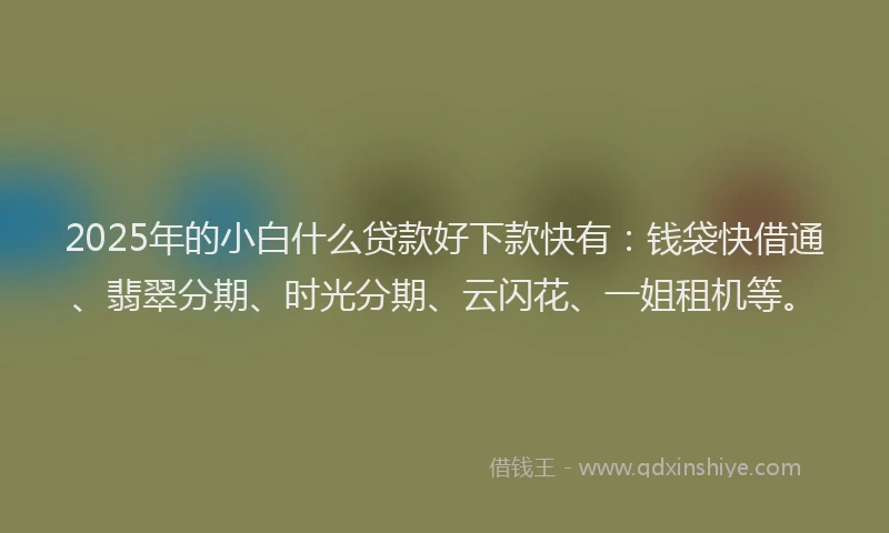 2025年的小白什么贷款好下款快有：钱袋快借通、翡翠分期、时光分期、云闪花、一姐租机等。
