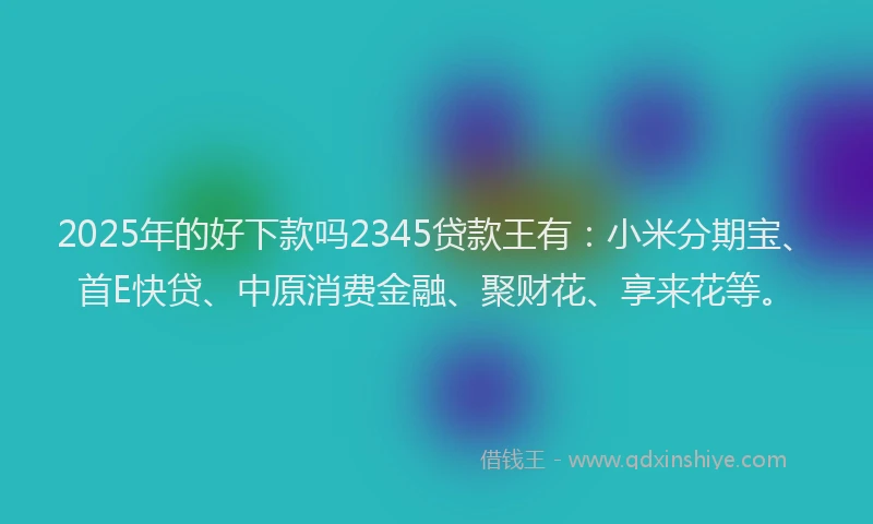 2025年的好下款吗2345贷款王有：小米分期宝、首E快贷、中原消费金融、聚财花、享来花等。