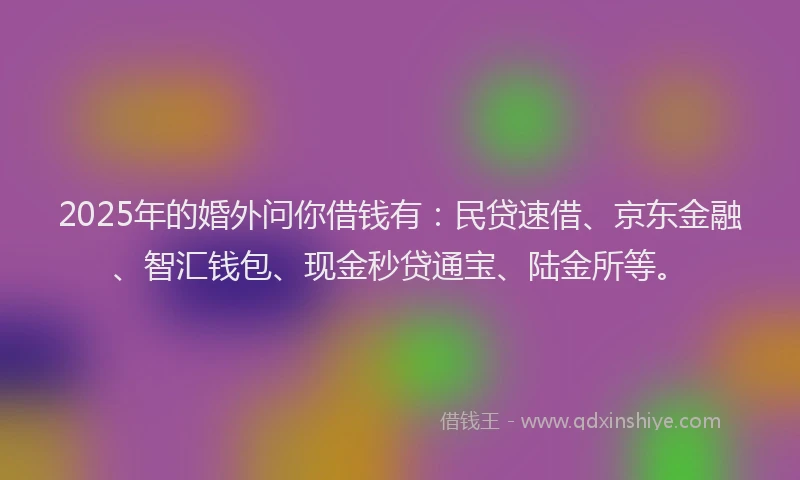 2025年的婚外问你借钱有：民贷速借、京东金融、智汇钱包、现金秒贷通宝、陆金所等。