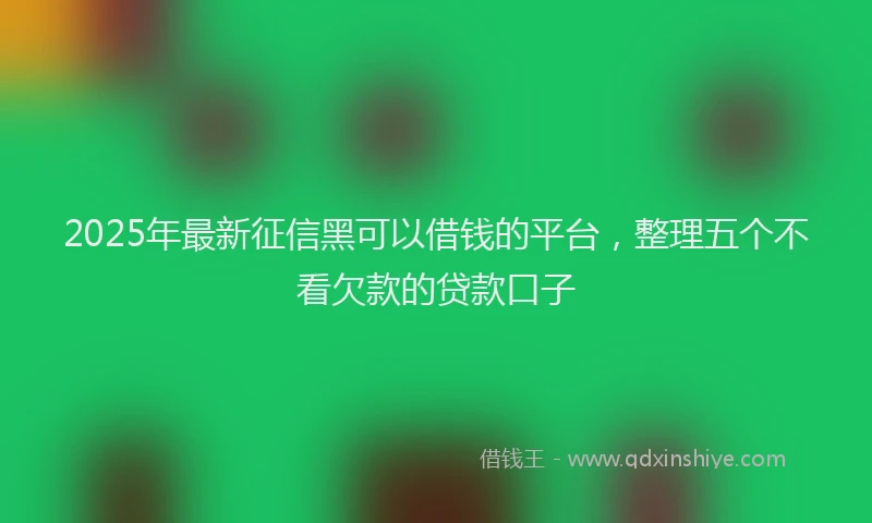 2025年最新征信黑可以借钱的平台，整理五个不看欠款的贷款口子