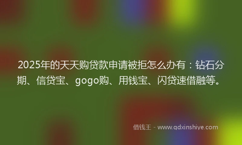 2025年的天天购贷款申请被拒怎么办有：钻石分期、信贷宝、gogo购、用钱宝、闪贷速借融等。