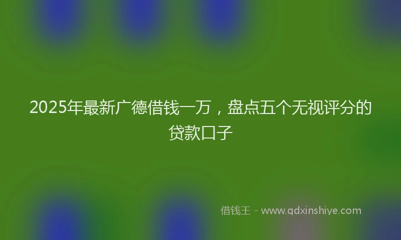 2025年最新广德借钱一万，盘点五个无视评分的贷款口子