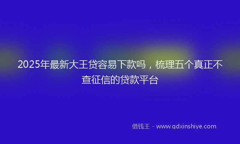 2025年最新大王贷容易下款吗，梳理五个真正不查征信的贷款平台