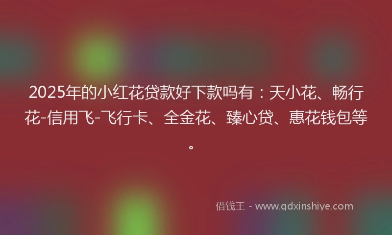 2025年的小红花贷款好下款吗有：天小花、畅行花-信用飞-飞行卡、全金花、臻心贷、惠花钱包等。