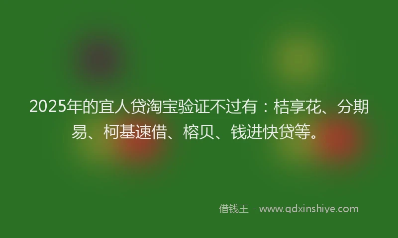 2025年的宜人贷淘宝验证不过有：桔享花、分期易、柯基速借、榕贝、钱进快贷等。