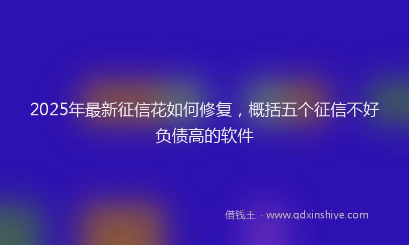 2025年最新征信花如何修复，概括五个征信不好负债高的软件