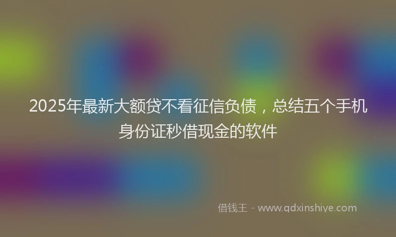 2025年最新大额贷不看征信负债，总结五个手机身份证秒借现金的软件