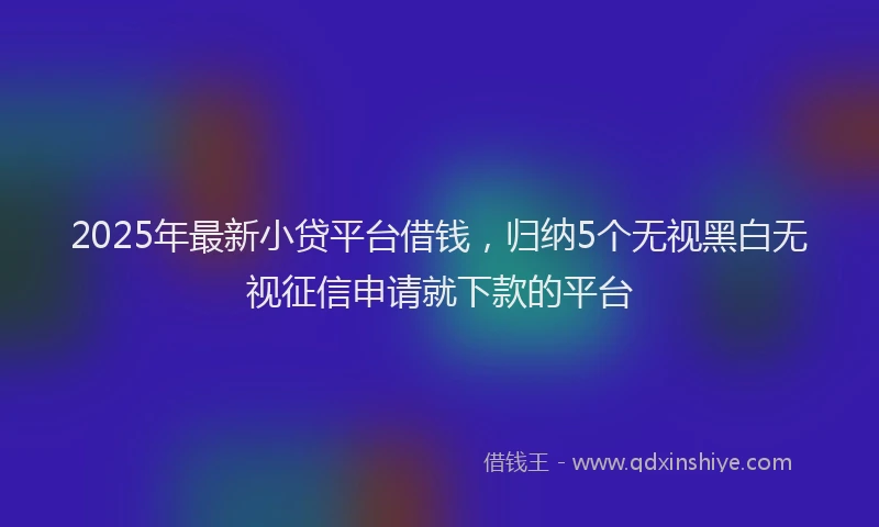 2025年最新小贷平台借钱，归纳5个无视黑白无视征信申请就下款的平台