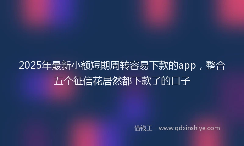 2025年最新小额短期周转容易下款的app，整合五个征信花居然都下款了的口子