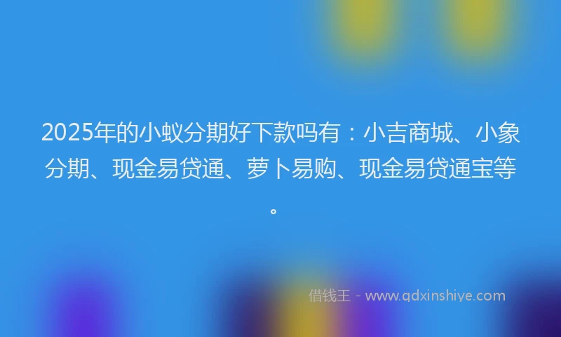 2025年的小蚁分期好下款吗有：小吉商城、小象分期、现金易贷通、萝卜易购、现金易贷通宝等。