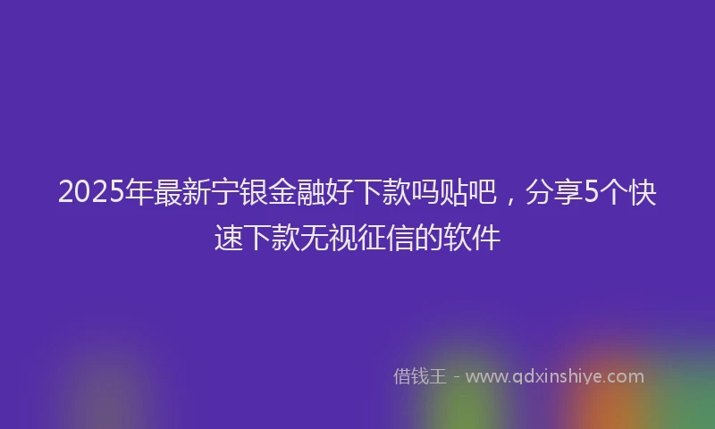 2025年最新宁银金融好下款吗贴吧，分享5个快速下款无视征信的软件