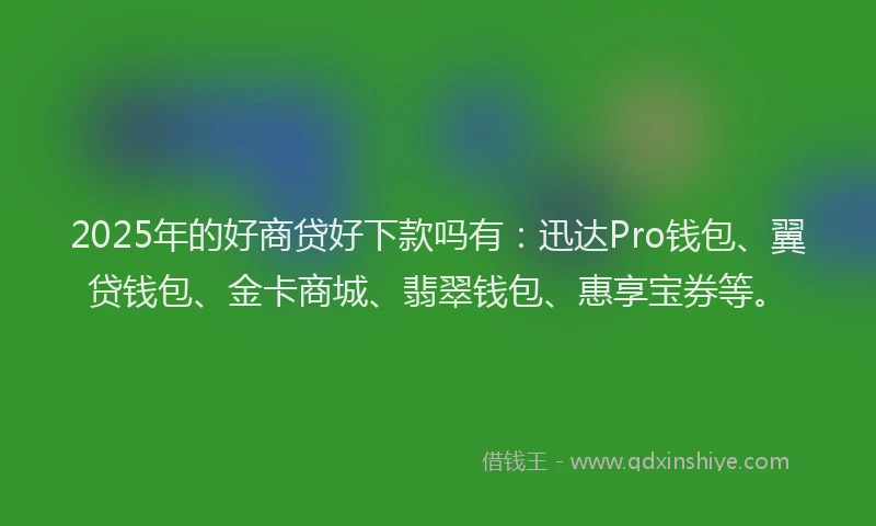 2025年的好商贷好下款吗有：迅达Pro钱包、翼贷钱包、金卡商城、翡翠钱包、惠享宝券等。