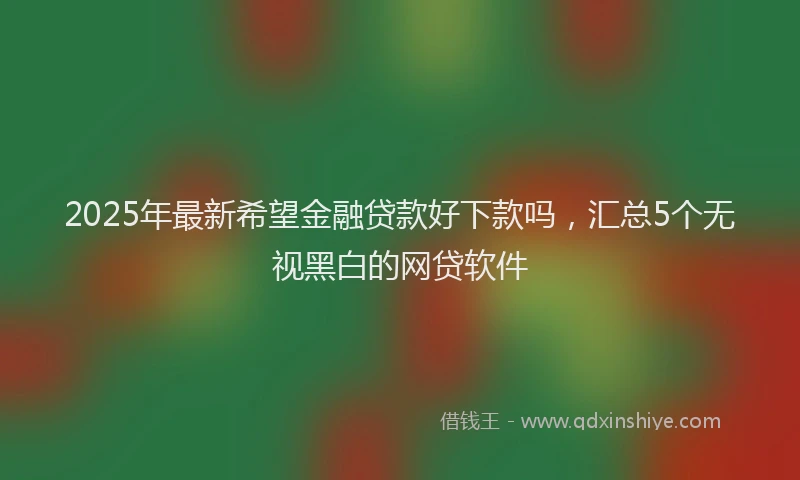 2025年最新希望金融贷款好下款吗，汇总5个无视黑白的网贷软件
