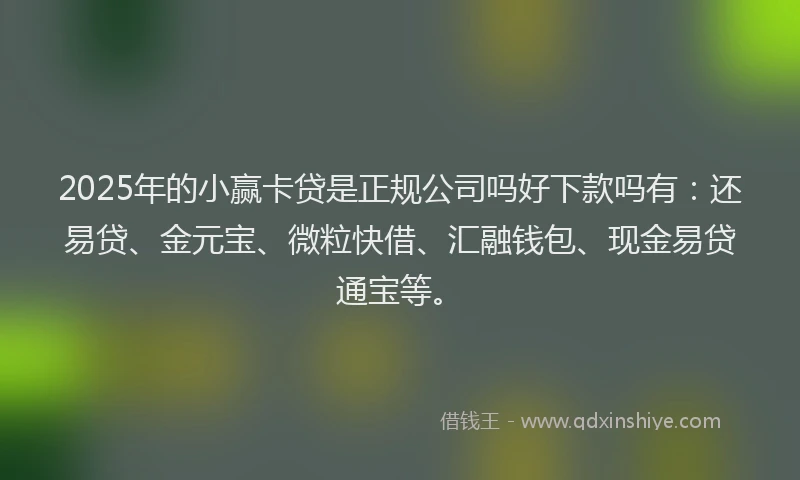 2025年的小赢卡贷是正规公司吗好下款吗有：还易贷、金元宝、微粒快借、汇融钱包、现金易贷通宝等。