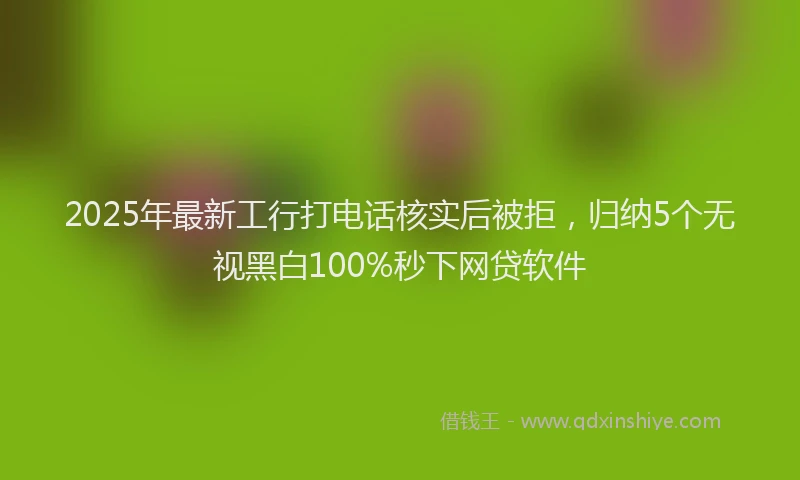 2025年最新工行打电话核实后被拒，归纳5个无视黑白100%秒下网贷软件