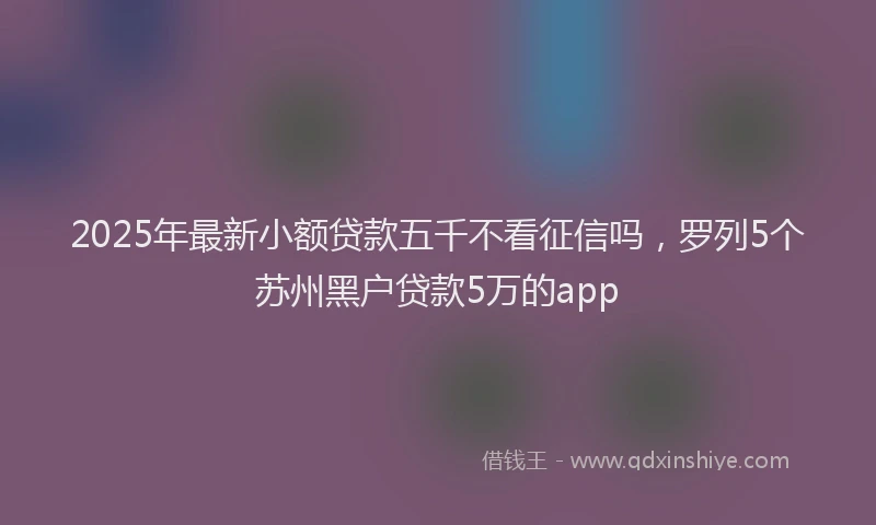 2025年最新小额贷款五千不看征信吗，罗列5个苏州黑户贷款5万的app